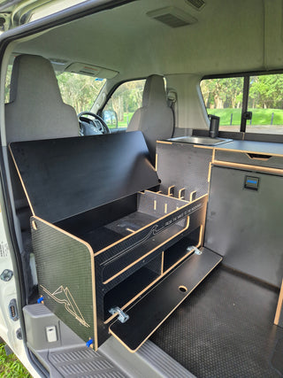Slide-out kitchen and sink unit
